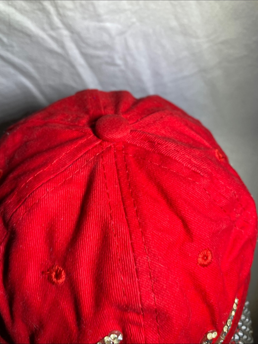 Red Rhinestone-Embellished Baseball Cap “Love” - Picture 7 of 13